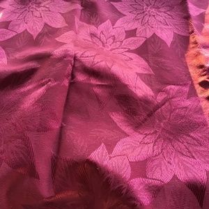 Vintage Burgundy Tablecloth with Poinsettia Design Home Dining Christmas Holiday